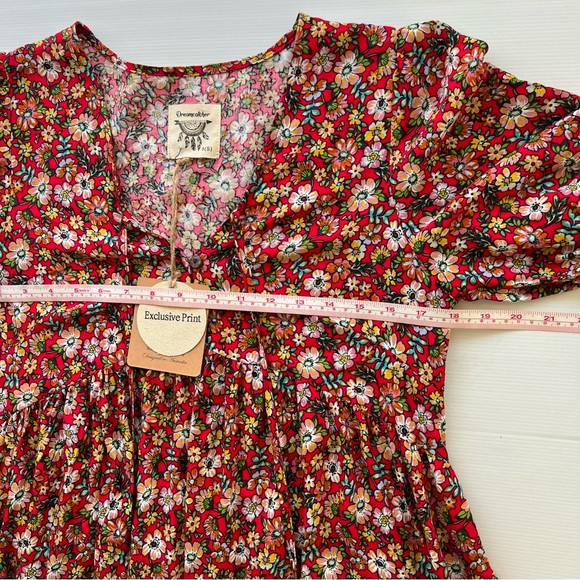 Dreamcatcher Skylar Mini Dress Red Floral Tiered Boho Hippie Size S 8 - NWT - Picture 13 of 14